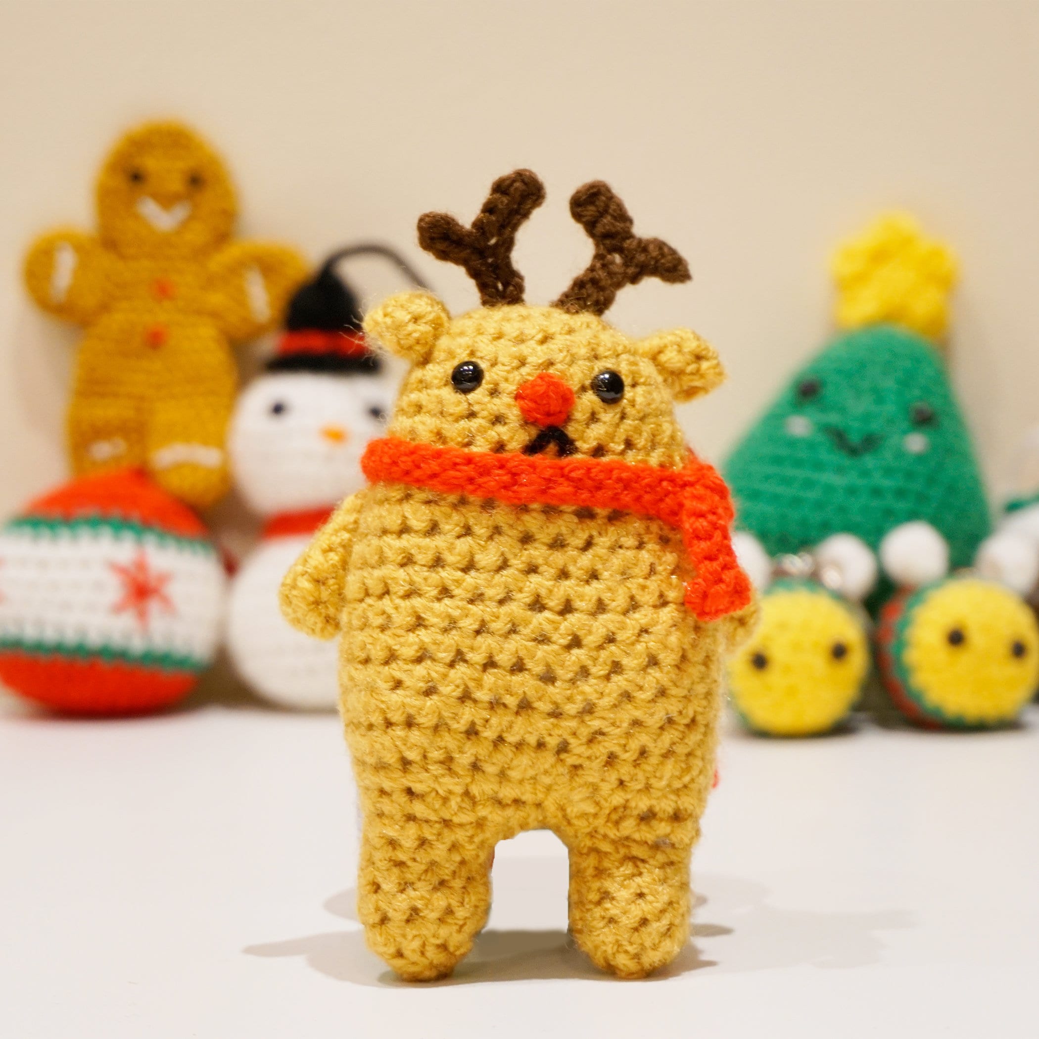 Christmas Rudolph Reindeer Amigurumi | Plush Crochet Toy Pet Props Gift Set keychain star xmas deer day adventure nursery decor keychain