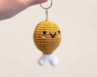 Fried Chicken Leg Amigurumi Keychain | Summer Plush Toy Pet graduation Props Christmas father day Gift Food Photo Fast food keyring