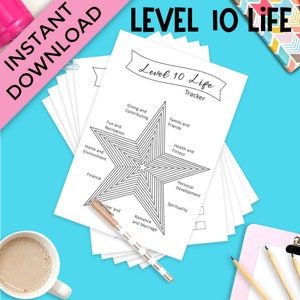 Level 10 Life Bullet Journal Printable Bundle, Miracle Morning Level 10 life journal template, goals assessment PDF planner printables
