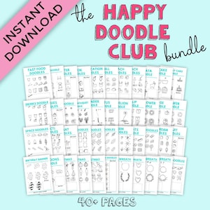 Easy Doodle Tutorials, Step By Step Doodles, Learn How To Doodle, How to Draw Tutorials, Drawing Tutorials, Happy Doodle Club Big Bundle