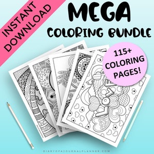 Coloring Pages Bundle, Adult Coloring Pages PDF, Digital Coloring Book, Instant Download Coloring Pages, Zentangle Coloring Sheets For Kids