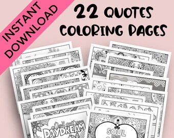 Quotes Coloring Pages, Digital Coloring Book, Adult Coloring Pages PDF, Digital Download Coloring Pages, Zentangle Coloring Sheets For Kids