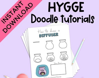 Hygge Doodle Tutorials, Hygge Step By Step Doodles, Learn How To Doodle Hygge Elements, How to Draw Tutorials, Drawing drawing tutorials