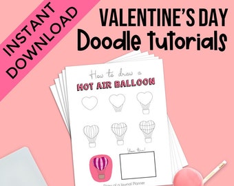 Valentine's Day Doodle Tutorials, Love Theme Step By Step Doodles, Learn How To Doodle, How to Draw Tutorials, Drawing drawing tutorials