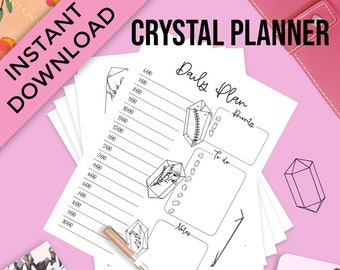 Crystal Planner Printable, Gem Bullet Journal, Crystals Planner Inserts, Bujo Starter Kit, Gem Planner Template, Beginner Bullet Journaling