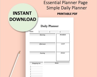 Simple Daily Planner, Simple Planner Insert, Daily Planner PDF, Plan Your Day, Daily Planner Insert, Printable Daily Planner