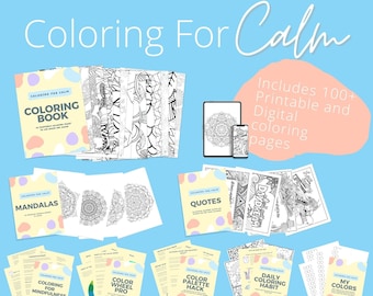 Coloring For Calm Bundle, Coloring Pages Bundle, Adult Coloring Pages PDF, Digital Coloring Book, Instant Download Coloring Pages