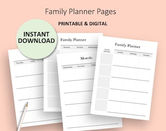 Family Planner, Family Planner Insert, Family Planner PDF, Family Schedule, Family Calendar, Printable Family Planner
