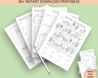 Plant Lover Planner Printable, Plant Theme Bullet Journal, Plant Planner Inserts, Bujo Starter Kit, House Plant Planner Template,