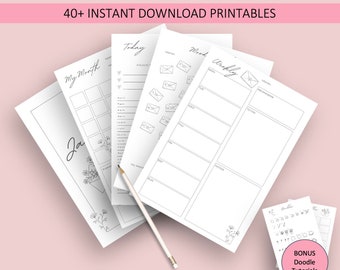 Love Notes Planner Printable, February Bullet Journal, February Planner Inserts, Bujo Starter Kit, Floral Planner Template,