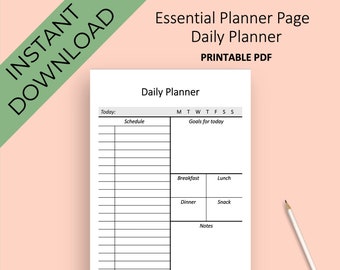 Daily Planner Printable, Simple Planner Insert, Minimalist Daily Planner, Printable Bullet Journal Daily, Daily Schedule, Digital Daily