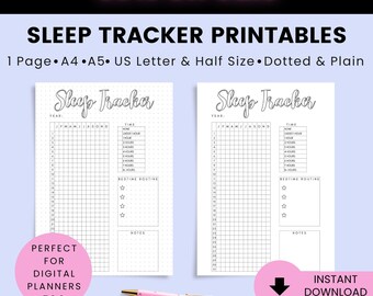 Sleep tracker printable,Sleep log, Sleep tracker bullet journal printable, Bujo sleep tracker, sleep planner printable, Sleep Tracker PDF