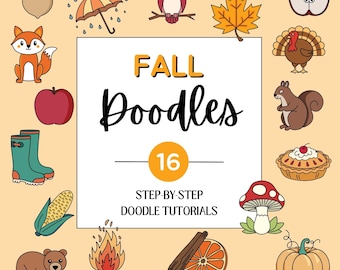 Fall Doodle Tutorials, Fall Step-By-Step Doodles, Learn How To Doodle, Fall How to Draw Tutorials, Drawing tutorials, Beginners doodles,