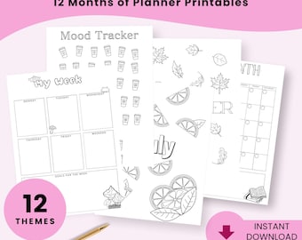 Planner Printables, Bullet Journal Printables, Planner Inserts, Bujo Starter Kit, Bujo Printables, Beginner Bullet Journaling