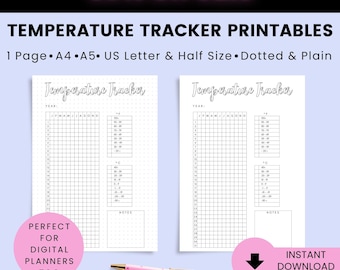 Weather Temperature tracker printable, Temperature log log, temperature tracker bullet journal printable, Bujo tracker, planner printable
