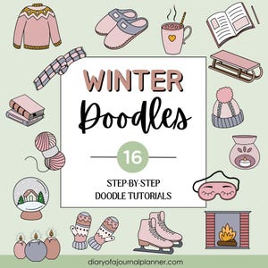 Tutorials winterkrabbel, stapsgewijze winterdoodles, leren krabbelen, tutorials tekenen, tutorials tekenen, beginnersdoodles