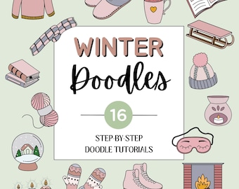 Winter Doodle Tutorials, Winter Step-By-Step Doodles, Learn How To Doodle, How to Draw Tutorials, Drawing tutorials, Beginner doodles