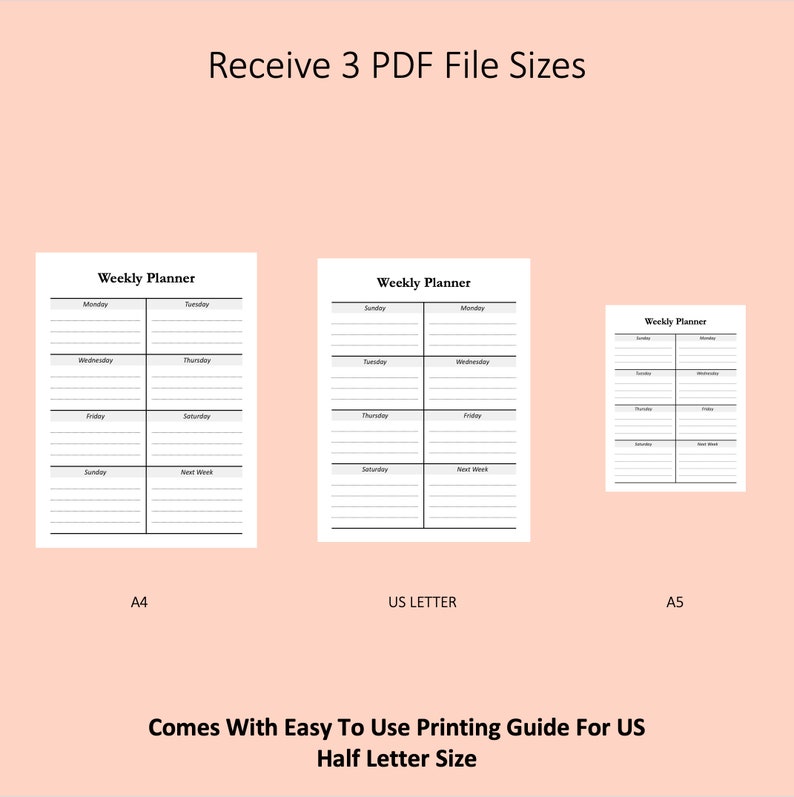 Week Planner Pages For Printing and Digital