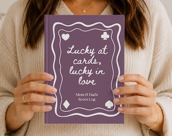 Custom Lucky at Cards Score Log Book, Mom Dad Game Night Tracker Couples Playing Card Notebook Family Scorebook Points Tracker Memory Gift