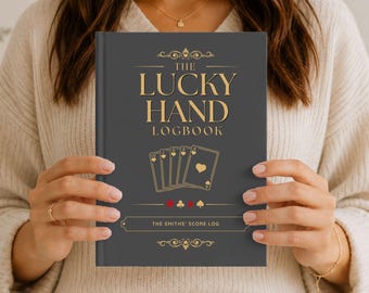 The Lucky Hand Logbook, Personalized Card Game Score Journal, Poker Bridge Tracker Casino Style Gift for Players, Family Scorebook Scorekeep