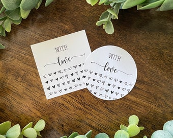 With Love gift tag, 2 inch square or 2 inch circle, Printable, Digital Download