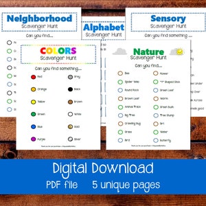 Scavenger Hunt Bundle, Printable Game, Digital Download