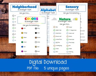 Scavenger Hunt Bundle, Printable Game, Digital Download