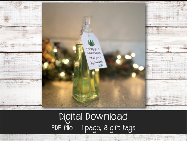 Holiday Soap Gift Tag, Printable, Digital Download image 2