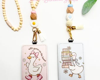 Silly Goose ID Badge Holder Lanyard, Teacher Lanyard, ID Holder for teachers and nurses, Personalized badge holder