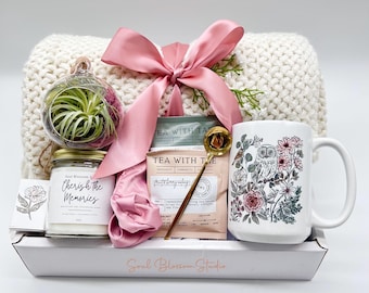 Hug in a box, Sympathy Thinking of you Gift Box for Women, Encouragement,  Retirement, Cozy Gift Box with Blanket, Spa self care gift