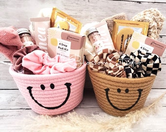 Happy Spa Basket, Spa Gift Box, Teen/ Tween birthday, Pre-teen gift Teenager spa pamper gift box, Sending good Vibes  Boho Girl free spirit