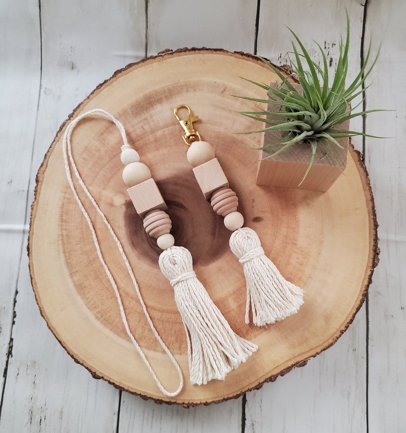 Boho Car diffuser wooden bead keychain gift set keychain Etsy