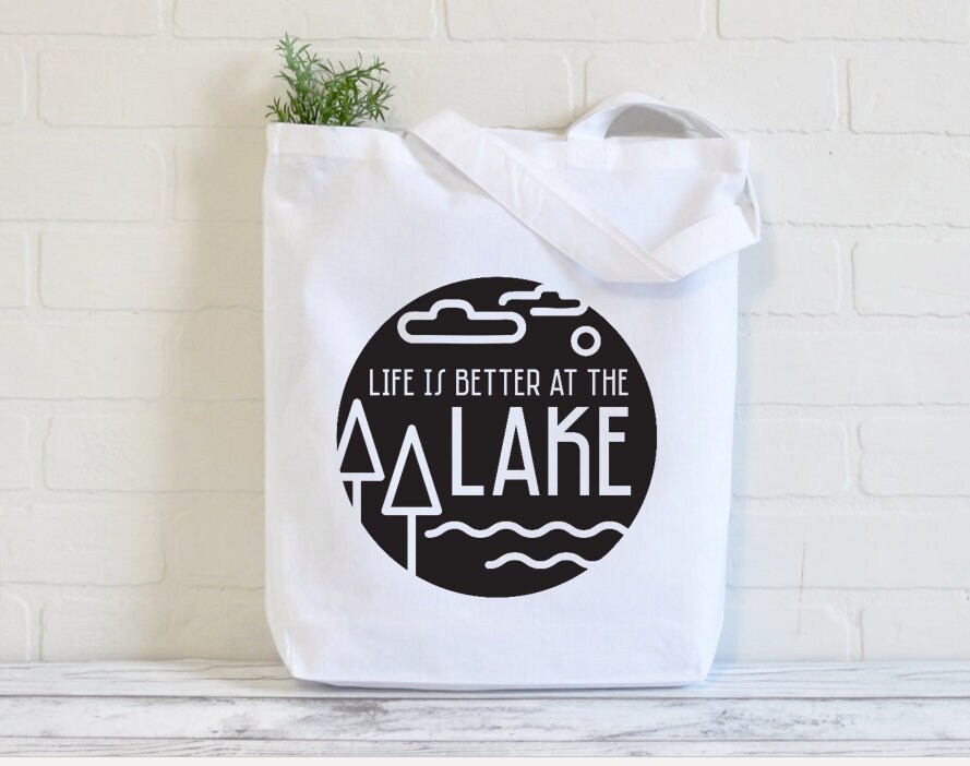 Lake tote bag tote bag market bag Cotton Canvas tote Lake Etsy