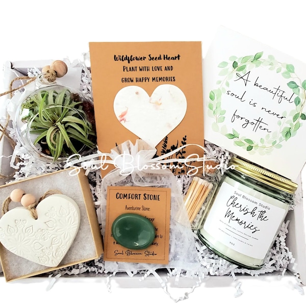 Sympathy Gift Box, Sending a hug, Deepest sympathy, Grief Care package, Sorry for your loss, Soy Candle, Wildflower seed heart