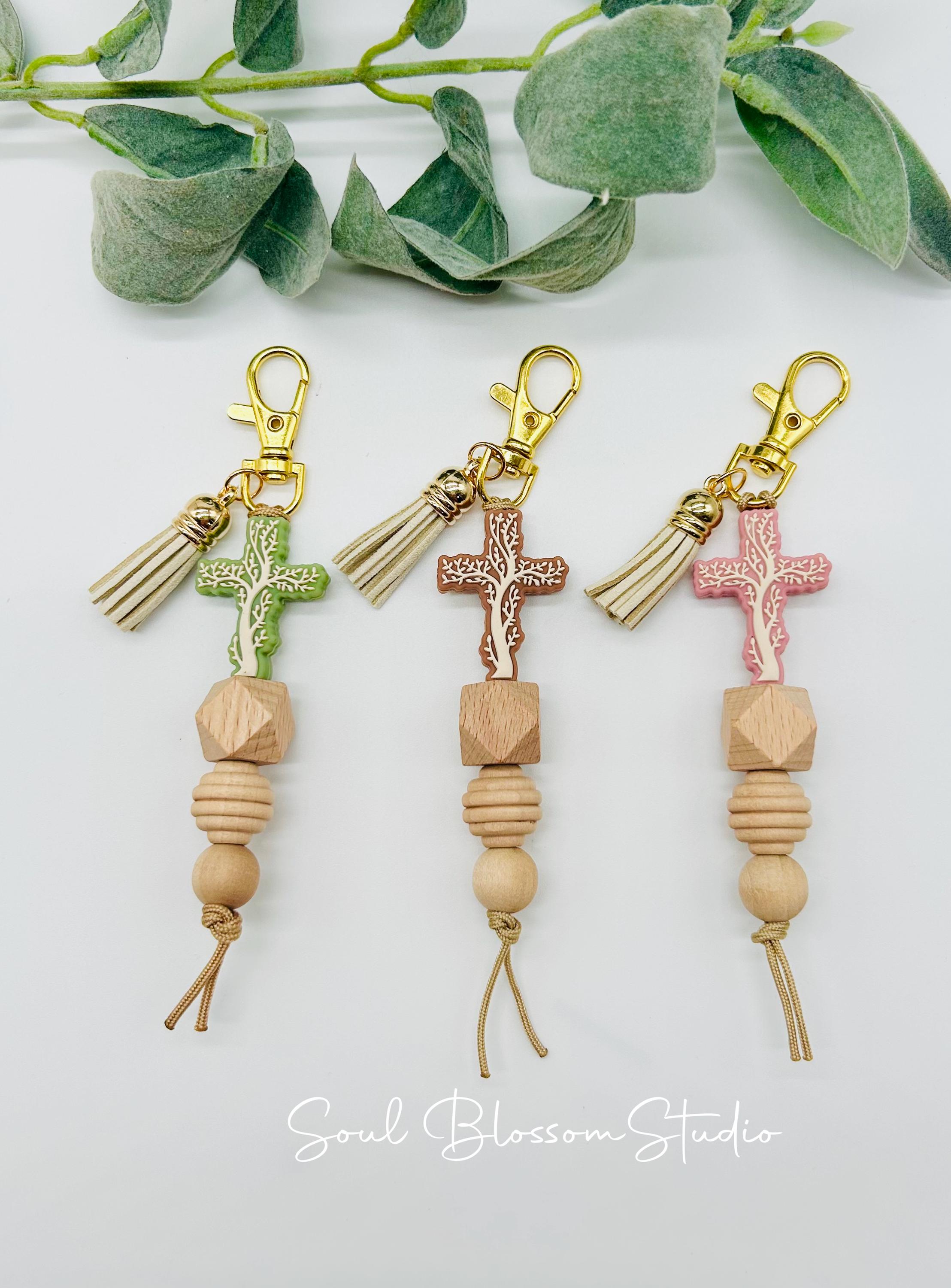 Bag Charm Keychain, Beaded Cross Keychains, Christian Accessory ...