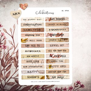 Woorden en zinnen - gevonden poëzie Vintage stickers planner stickers koppen schrijfmachine etiketten citaten kortstondige ongewenste dagboeken scrapbooking Bujo
