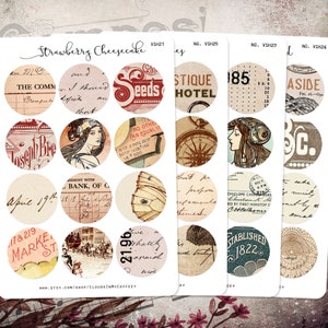 Nouveau ! Stickers cercle Shades of vintage Stickers agenda vintage Lettres éphémères Encyclopédie Fleurs Cartes postales anciennes Journal indésirable Scrapbooking