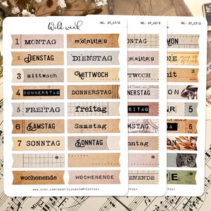 Wolken Basics DE - Sticker Wöchentlich Vintage Wochenplaner Wochenplaner Überschrift Kalender Junk Journal Scrapbooking