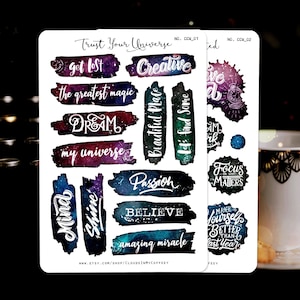Pociągnięcia pędzlem - motywujące cytaty i inspirujące powiedzenia - washi planner naklejka nagłówek etykiety handttering słowa dziennik śmieciowy album ze zdjęciami