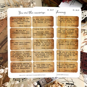 Citazioni motivazionali e detti ispiratori Adesivo per pianificatore per macchina da scrivere Intestazione Frasi positive Etichette effimere Parole Diario spazzatura Album di ritagli