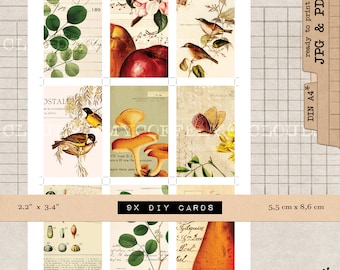 Vintage Floral Card Tags, DIY Junk Journal Embellishments (Digital Download)
