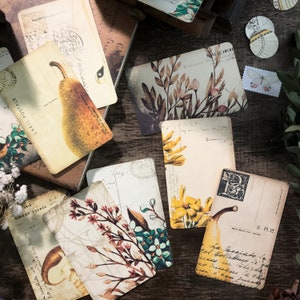 Jeu de cartes vintage Étiquettes florales Étiquettes de livres Encyclopédie Marque-pages Fleurs indésirable Journal Timbres-poste Étiquettes cadeaux Éphémères Papeterie éclectique