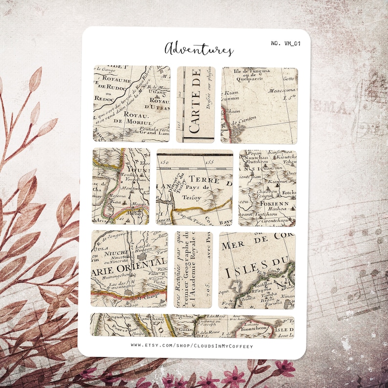 Antique Map Stickers - Vintage Stickers Maps Planner Sticker Old Book ...