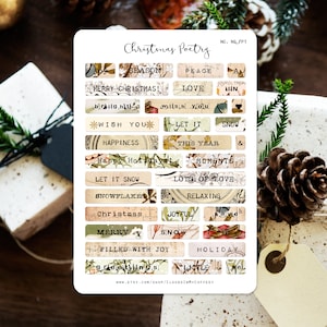 Gefunden Poesie Weihnachten Aufkleber Vintage Planner Aufkleber Header Schreibmaschine Etiketten Zitate Wörter Ephemera Blumen Junk Journal Scrapbooking