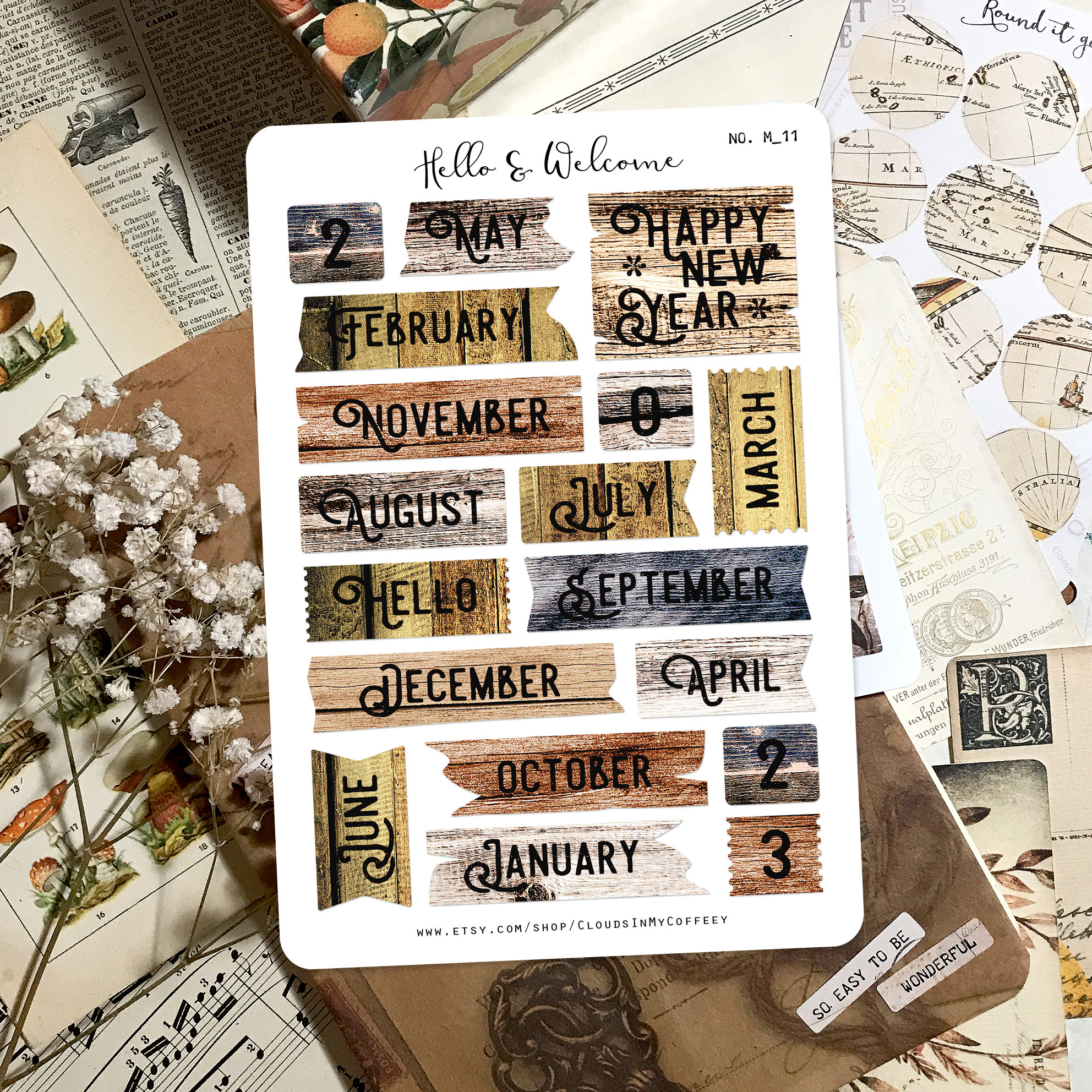 Vintage Monthly Calendar Stickers – Scrapbook Planner Embellishments - Etsy