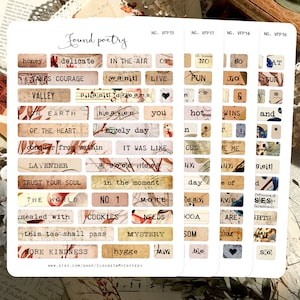 Nieuw! Gevonden poëzie vintage stickers planner stickers koppen schrijfmachine etiketten citaten zinnen woorden kortstondige bloemen ongewenste dagboek scrapbooking