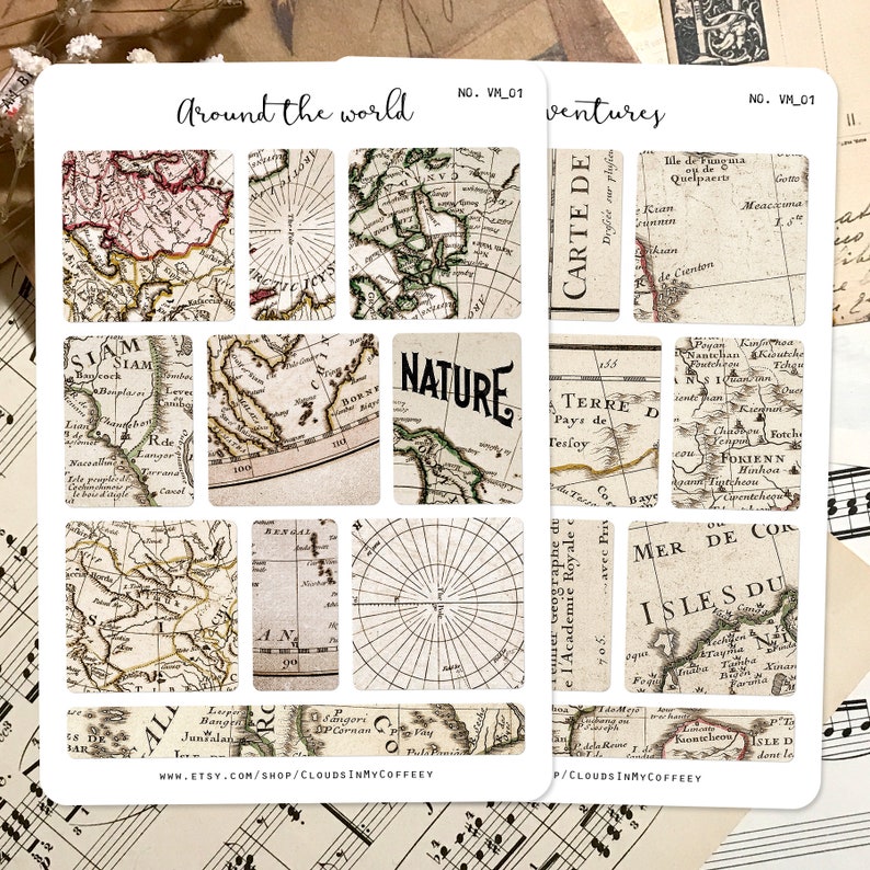 Ward Map Sticker Antique Map Stickers - Vintage Stickers Maps Planner Sticker Old Book ...