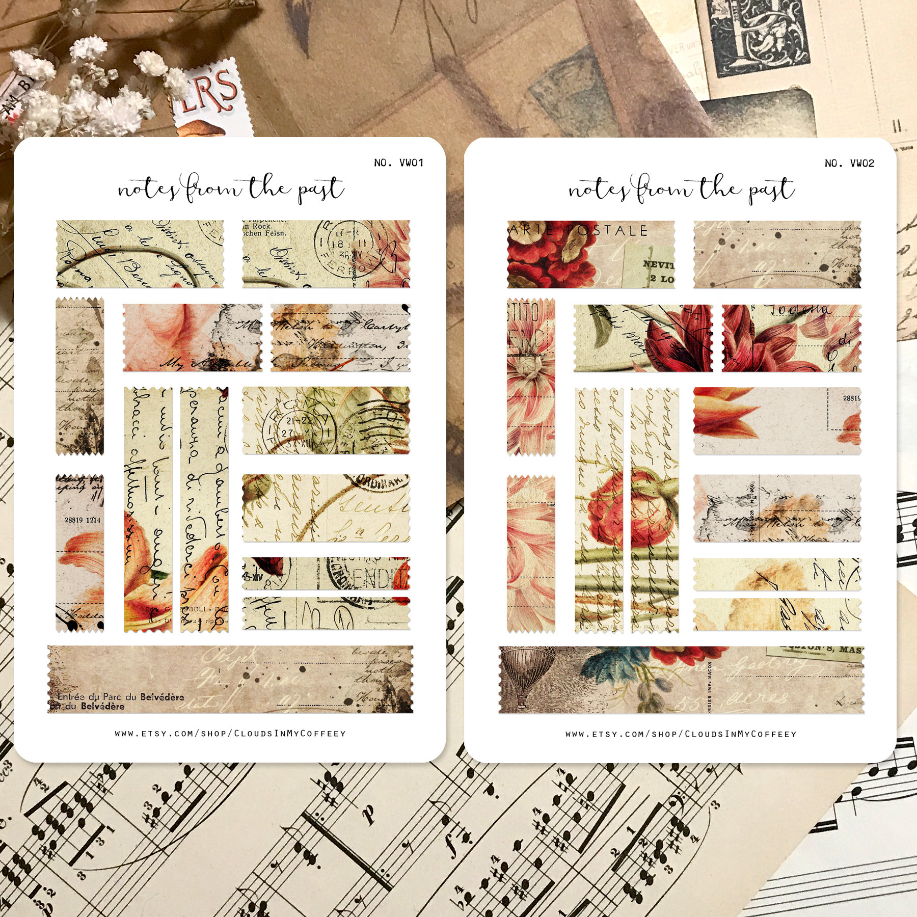 Vintage Washi Tape Stickers – Ephemera Scrapbook, Junk Journal - Etsy