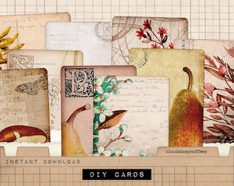 Vintage Floral Card Tags, Ephemera for Junk Journals (Digital Download)