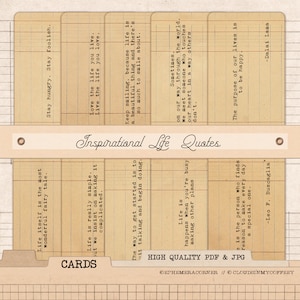 Citations inspirantes sur la vie, papier vintage, cartes imprimables, dictons et expressions positives, machine à écrire, éphémères indésirables, journal et album de scrapbooking